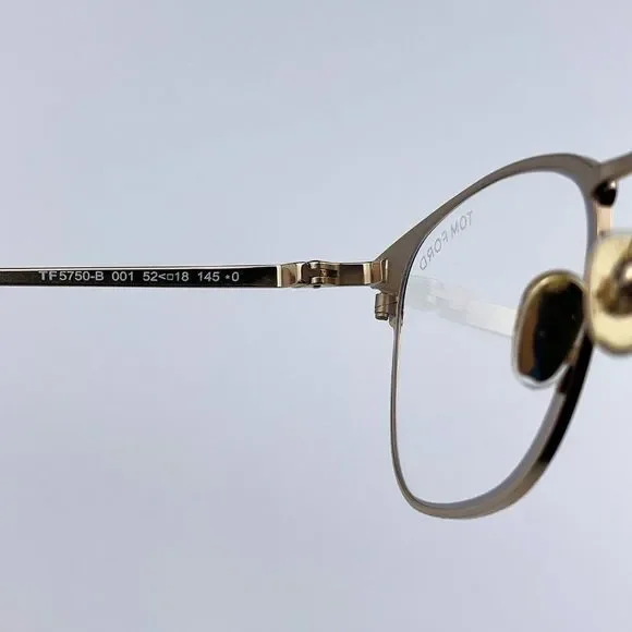 Tom Ford FT5750-B 001 Eyeglasses Black Gold Blue Block Square Unisex - Picture 7 of 12